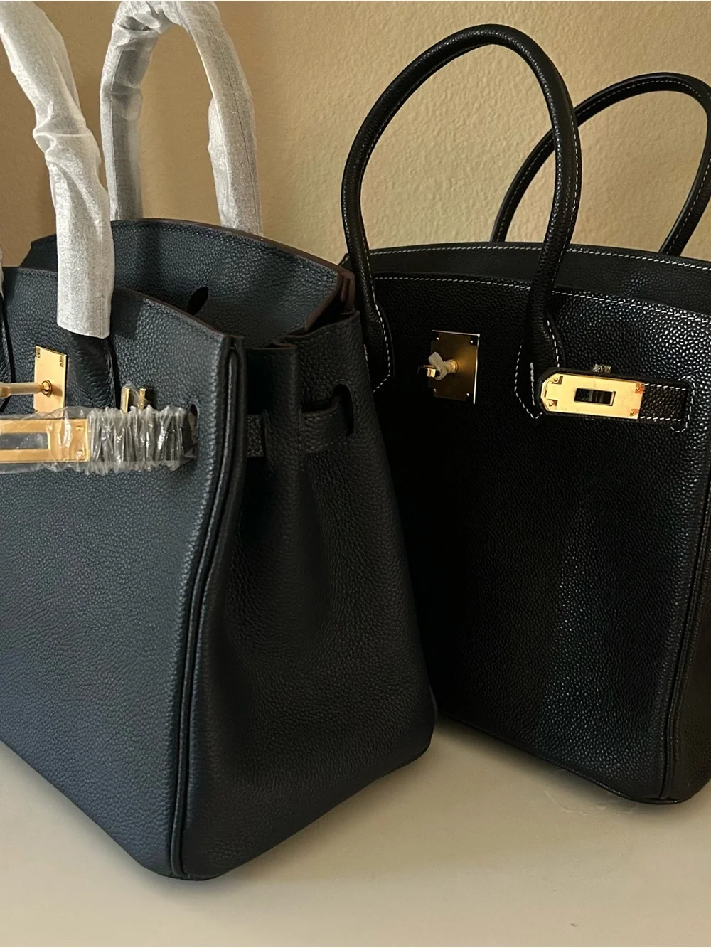 30cm Midnight Blue Top-Handle Leather Satchel BK Style